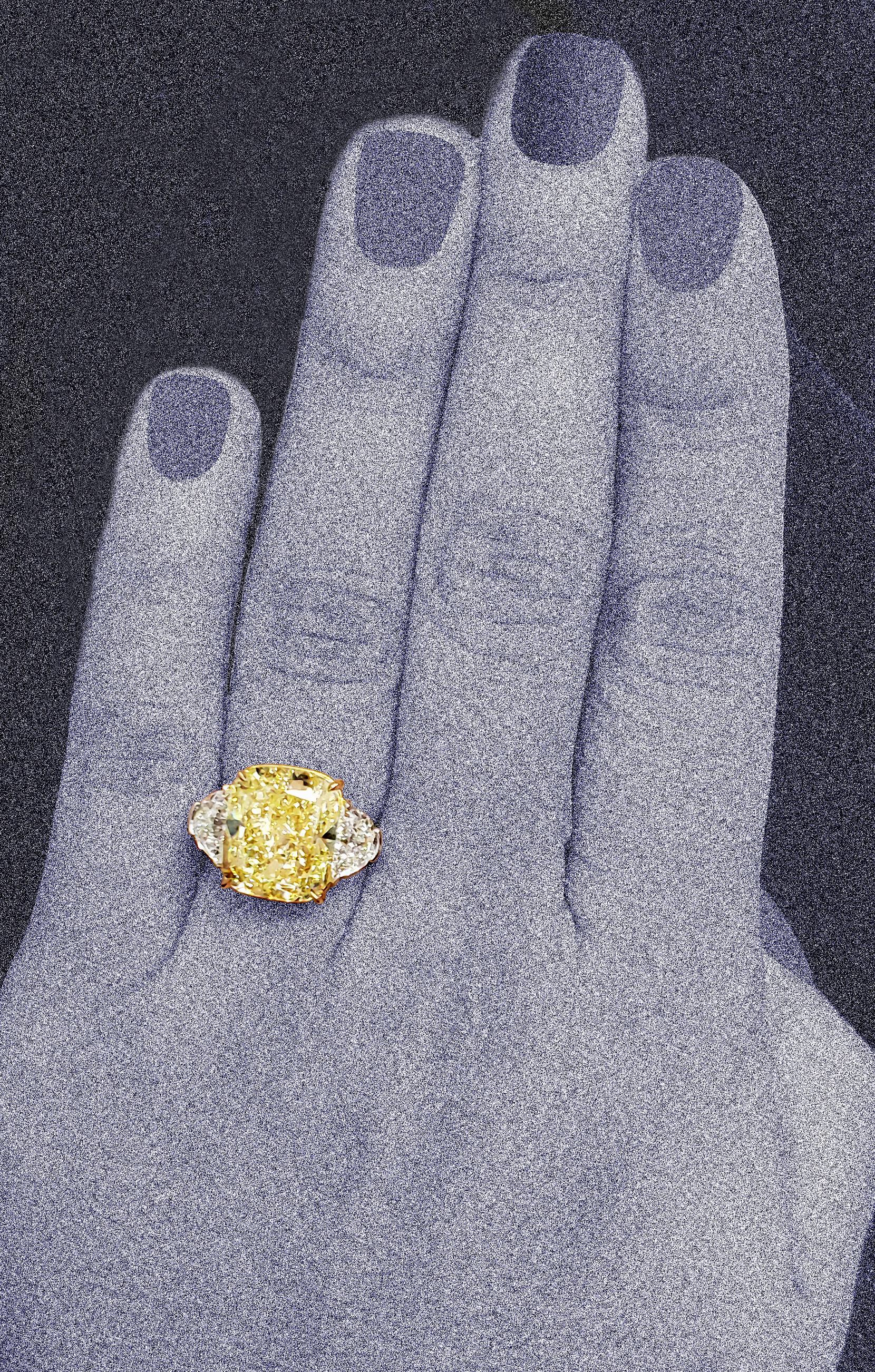 Sieraden Ringen Bruiloft & Verloving Verlovingsringen 5.03 Ct TW Exquisite Fancy Light Yellow Diamond Ring 4.40 Ct Cushion Shape GIA Certified 2215461851 Elegant Dainty Jewelry Gift For Women 