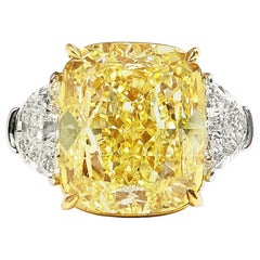 10 Carat Fancy Intense Yellow Diamond Ring GIA Certified