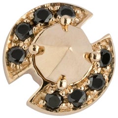 10 Carat Gold Button Stud Earring and Black Diamonds Pavè from IOSSELLIANI