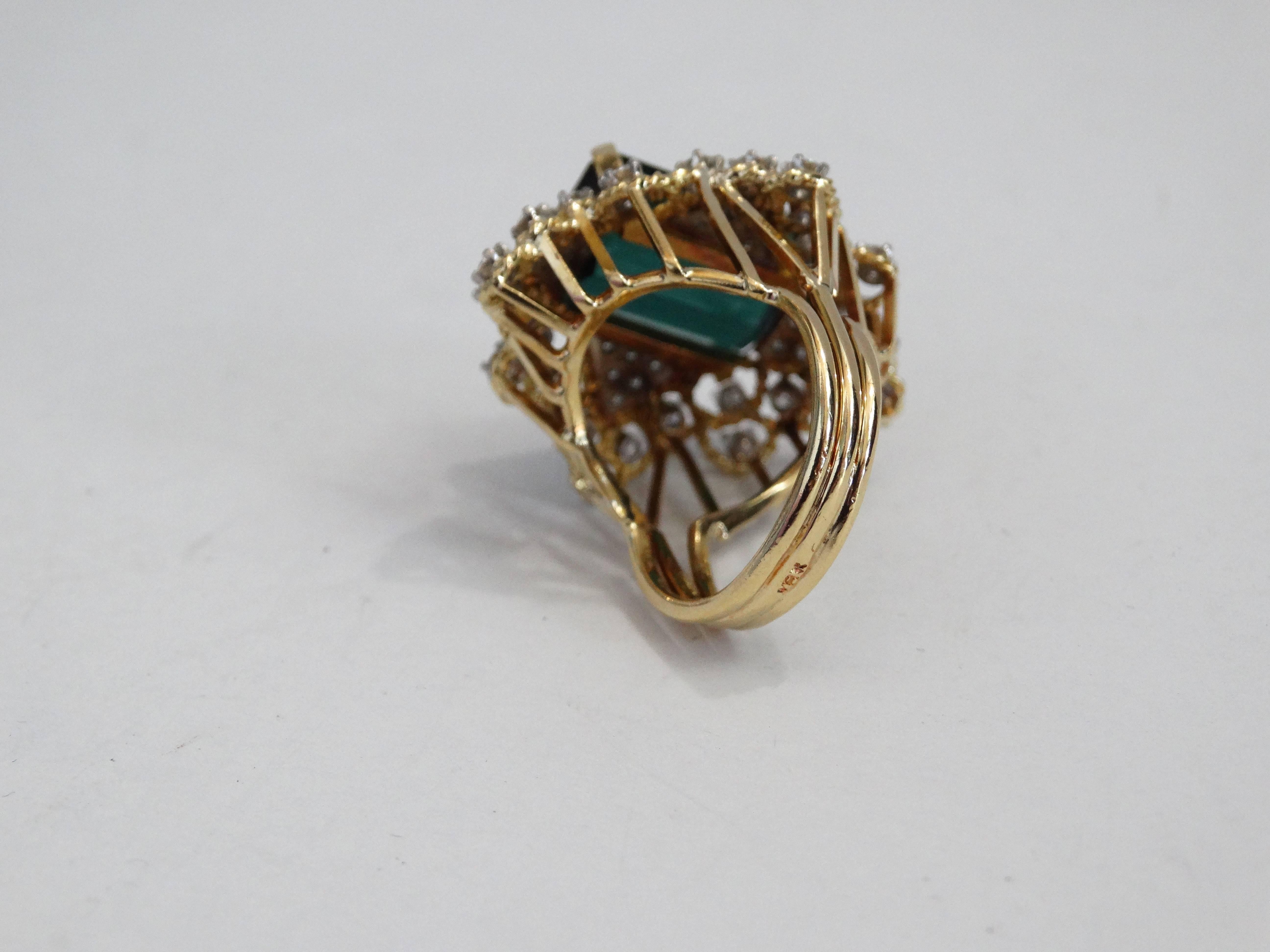 10 Carat Green Tourmaline Diamond Cocktail Ring For Sale 4