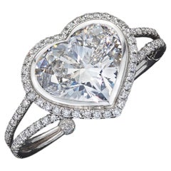 10 Carat Heart Shape Statement Brilliant White / J color SI 14K White Gold