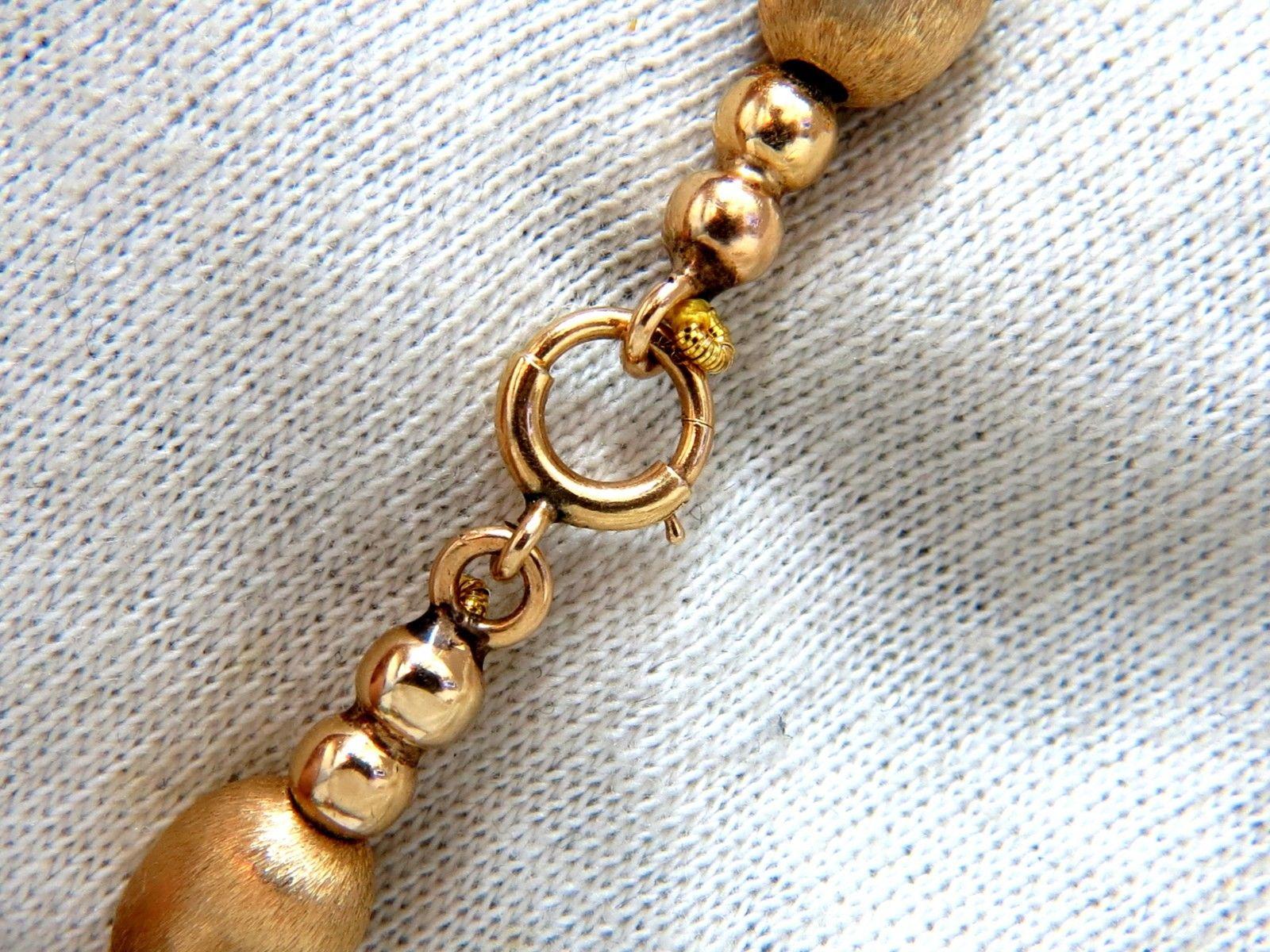 Women's or Men's 10 Carat Jade Bead and Brushed Bead Necklace 14 Karat