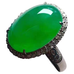 10 Carat Jade Diamond Ring 18 Karat White Gold