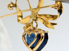 10 Carat Lab Sapphire Royal Blue Patriot Democrat Love Dangle Brooch*