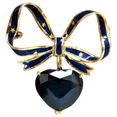 10 Carat Lab Sapphire Royal Blue Patriot Democrat Love Dangle Brooch*