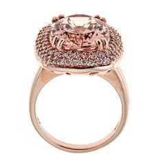 10 Carat Morganite and Diamond Ring in 14 Karat Rose Gold