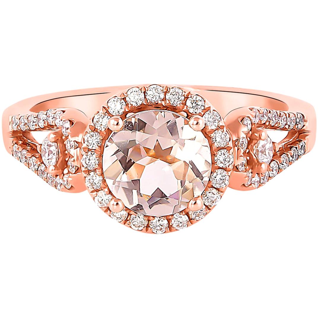Sunita Nahata Morganite 1.00ct. Fancy Ring in 18K Rose Gold with Diamond.
