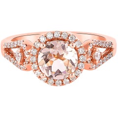 1.0 Carat Morganite and Diamond Ring in 18 Karat Rose Gold