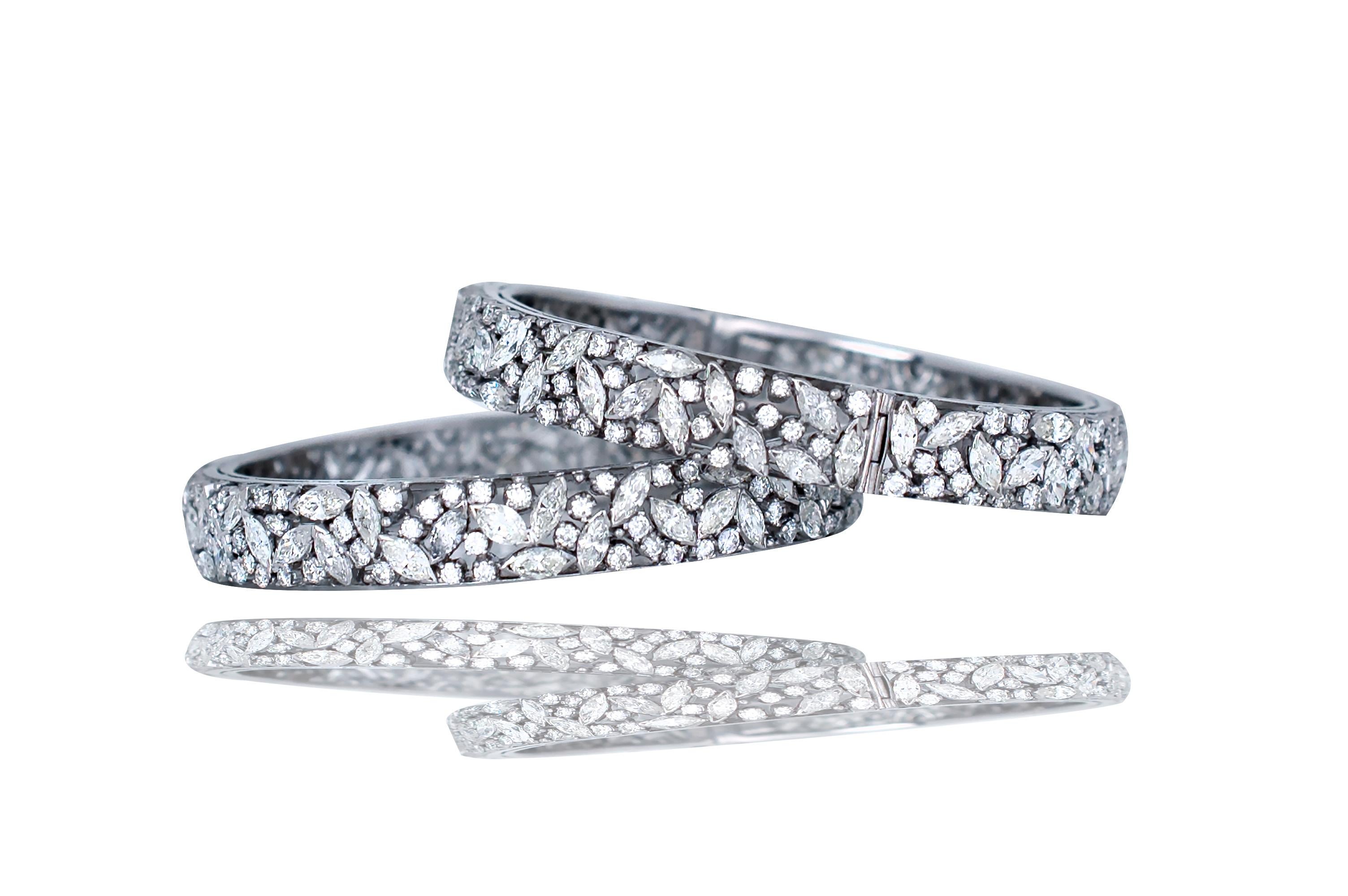 Marquise Cut 10 Carat Multi Diamond Cuff Bracelet