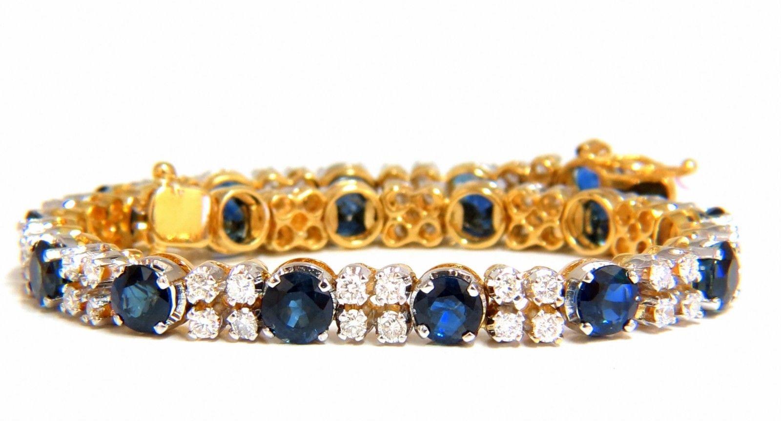 10 Carat Natural Blue Sapphire 2.50 Carat Diamonds Bracelet 14 Karat In New Condition For Sale In New York, NY