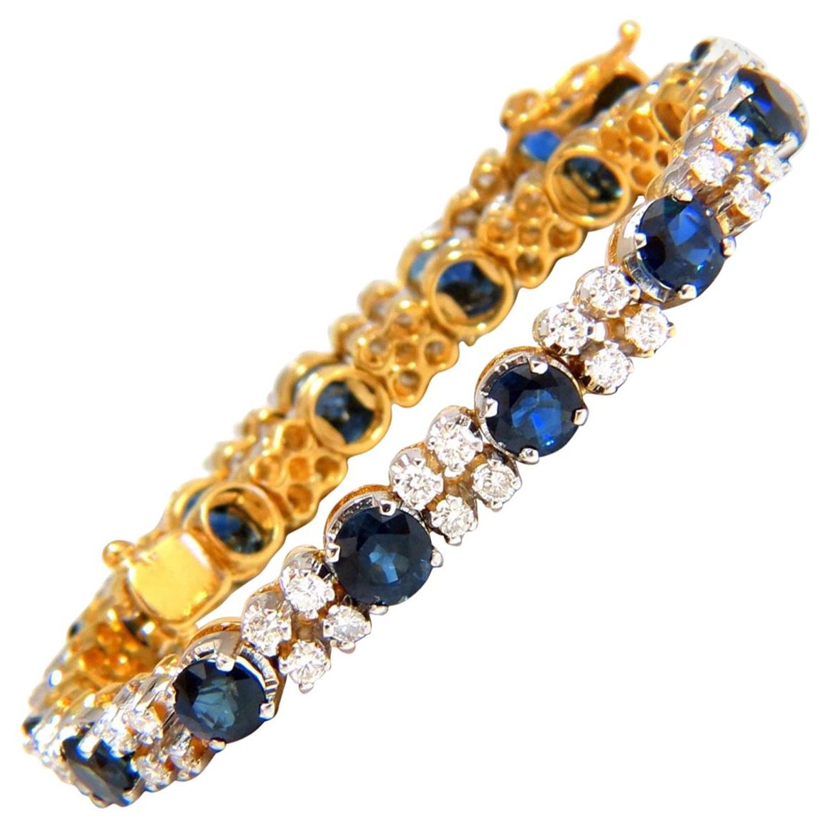 Pulsera de zafiro azul natural de 10 quilates y diamantes de 2,50 quilates, de 14 quilates*