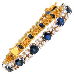 Bracelet en or 14 carats avec saphir bleu naturel de 10 carats et diamants de 2,50 carats