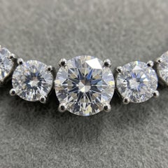 10 Carat Natural Diamond Riviera Tennis Necklace in 14k White Gold