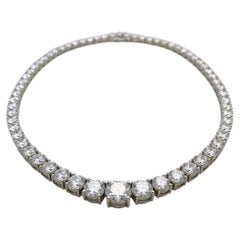 10 Carat Natural Diamond Riviera Tennis Necklace in 14k White Gold