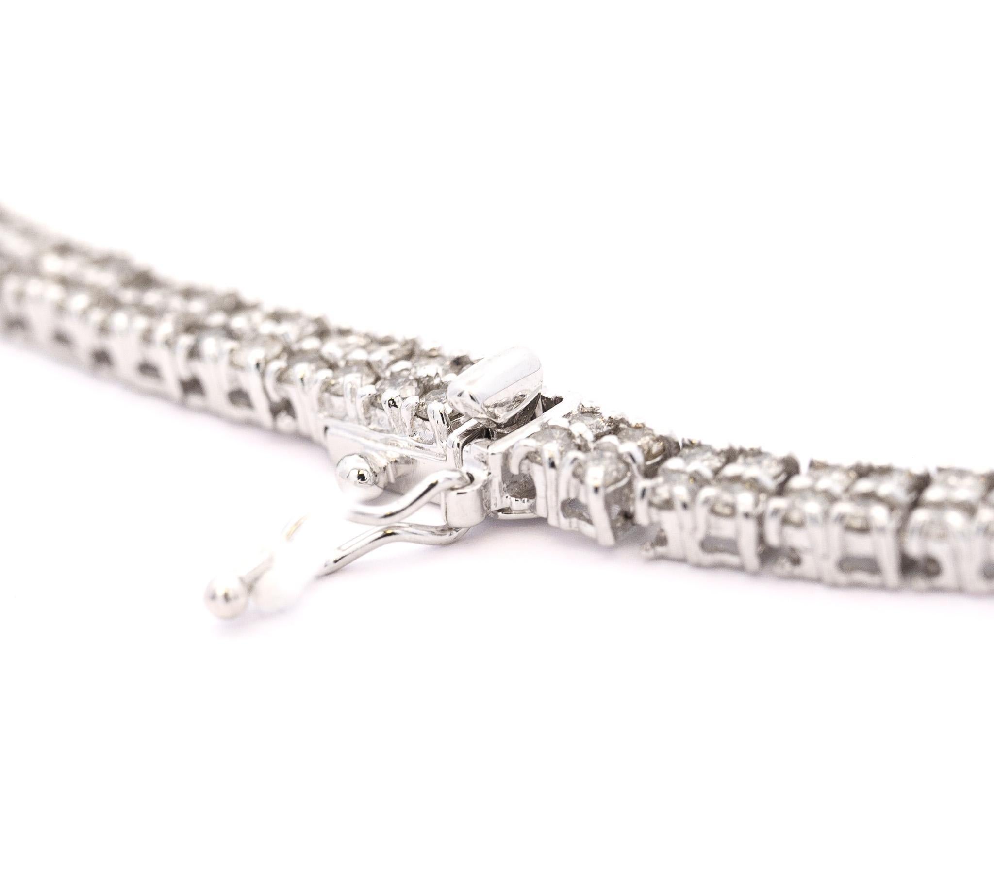 Modern 10 Carat Natural Diamond Two Strand Riviera Graduated Tennis Necklace Platinum