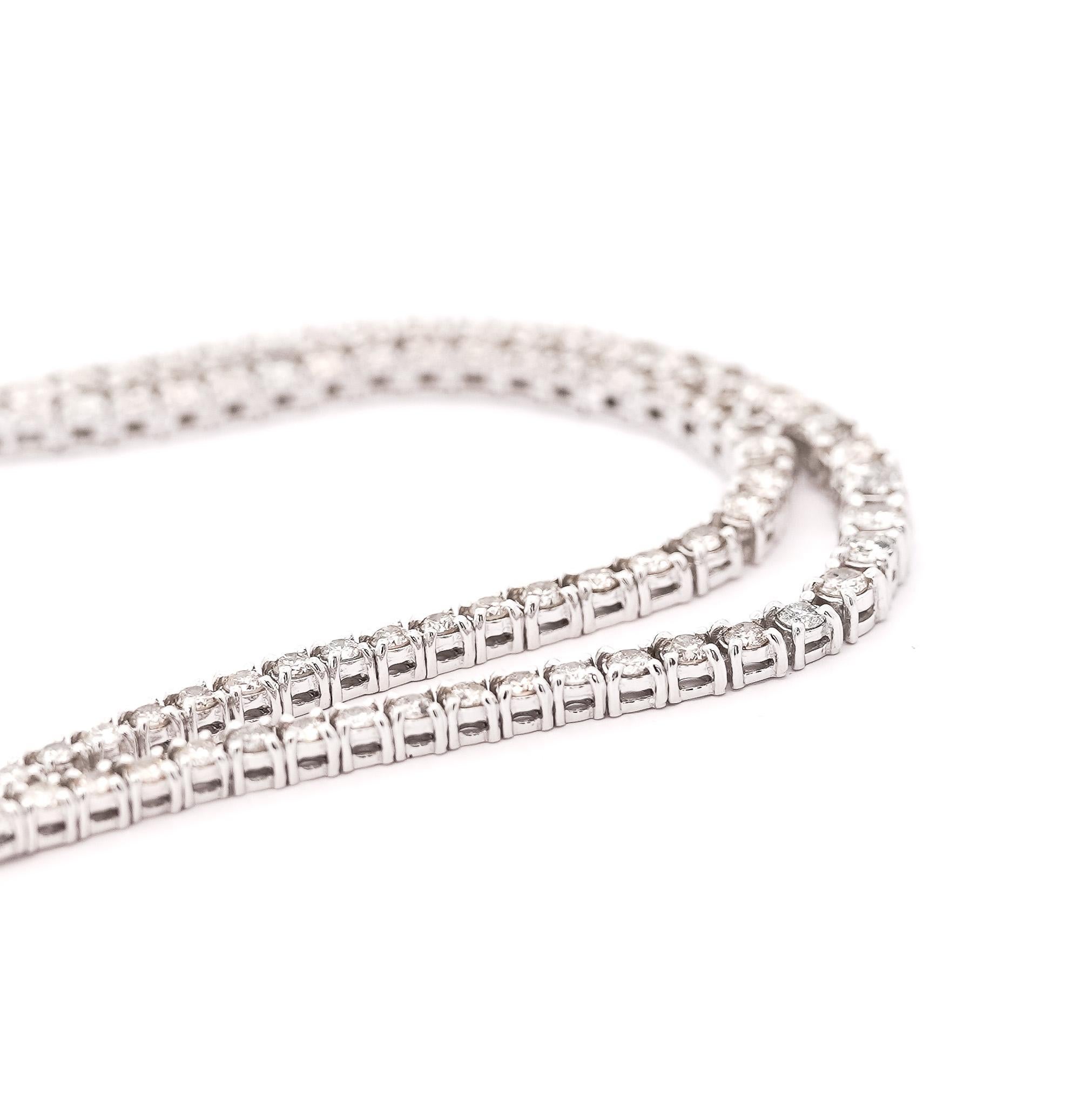 Round Cut 10 Carat Natural Diamond Two Strand Riviera Graduated Tennis Necklace Platinum