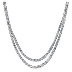 10 Carat Natural Diamond Two Strand Riviera Graduated Tennis Necklace Platinum