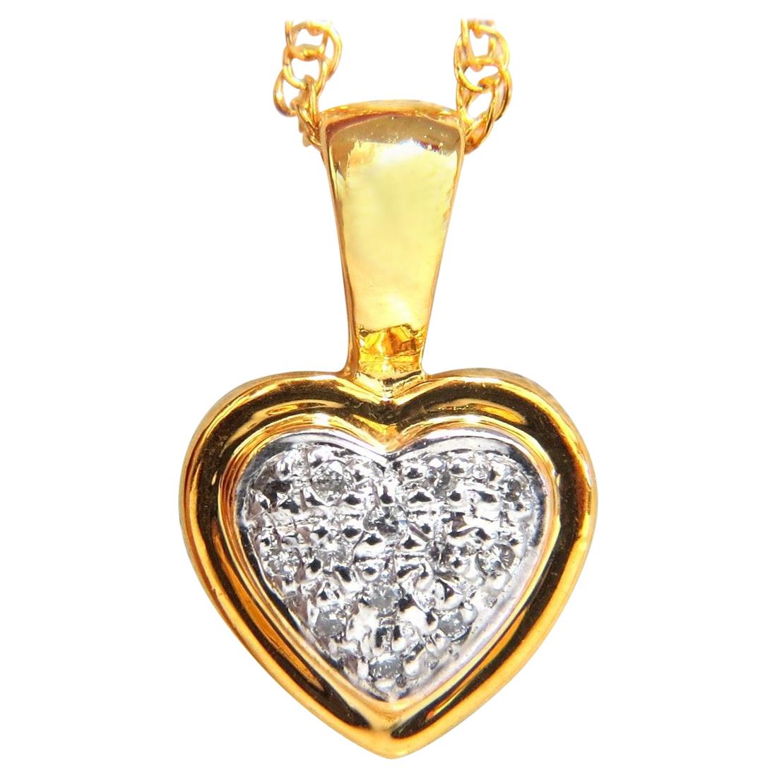 .10 Carat Natural Diamonds Heart Necklace 14 Karat Yellow Gold