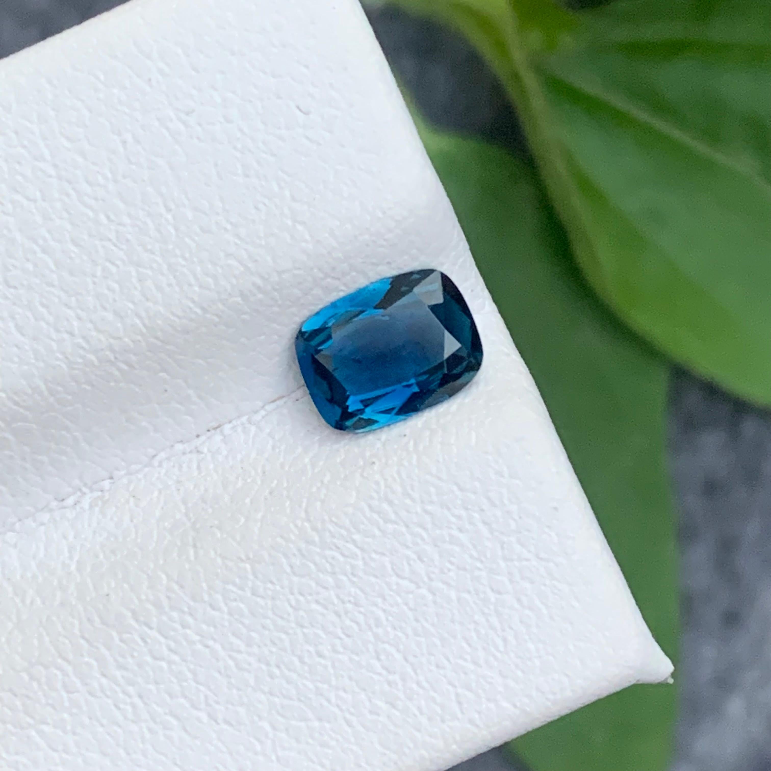 1.0 Carat Natural Faceted Ink Blue Tourmaline Long Cushion Shape For Sale 1