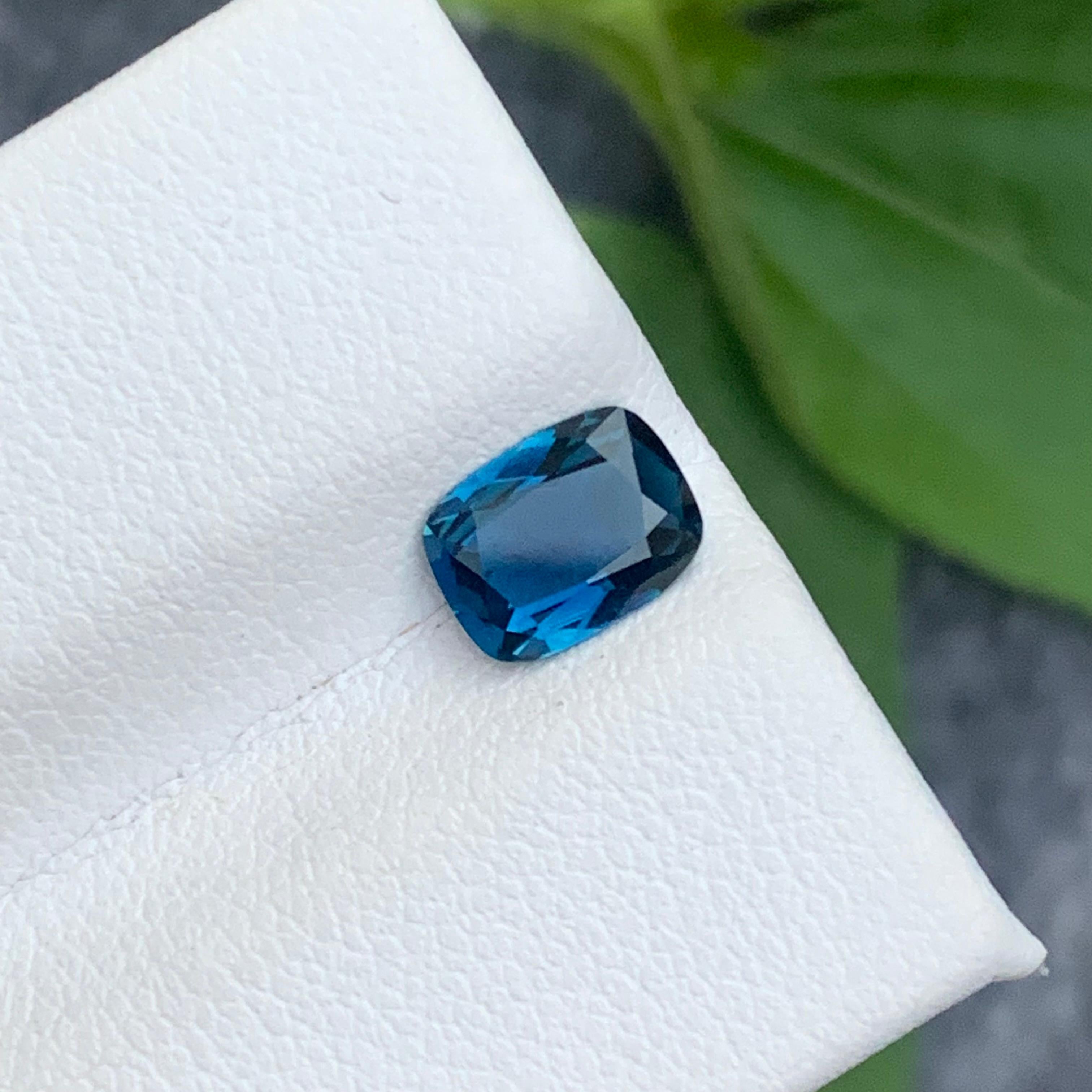 1.0 Carat Natural Faceted Ink Blue Tourmaline Long Cushion Shape For Sale 2
