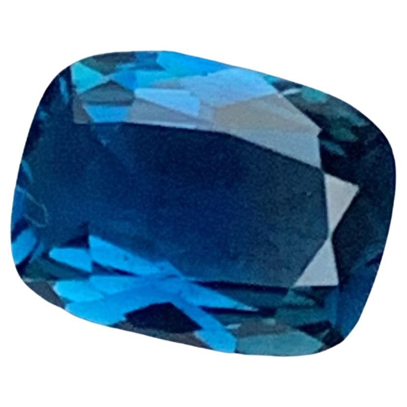 1.0 Carat Natural Faceted Ink Blue Tourmaline Long Cushion Shape For Sale