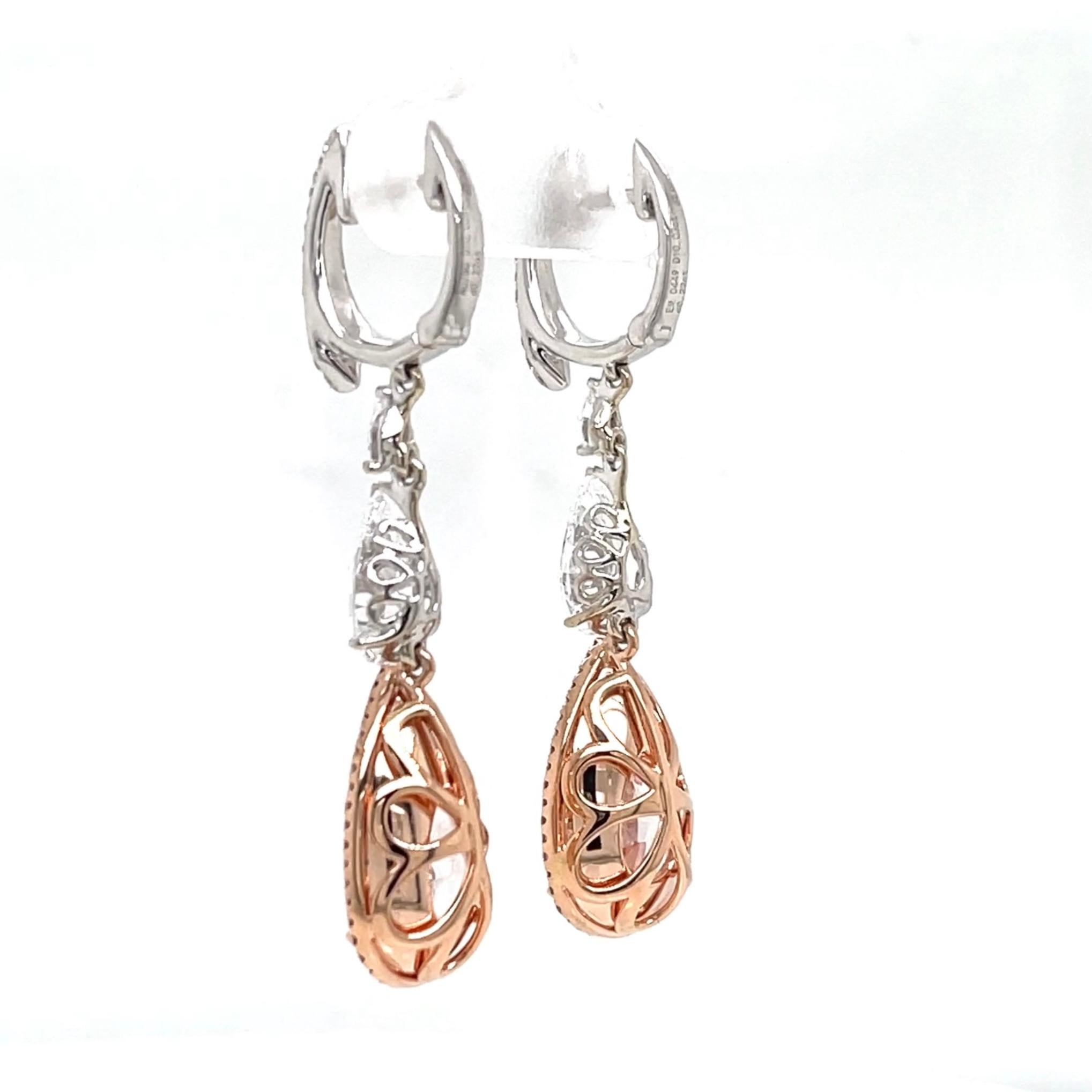 Donna Orecchini a goccia con diamante rosa chiaro naturale da 10 carati, certificati GIA in oro 18 carati in vendita