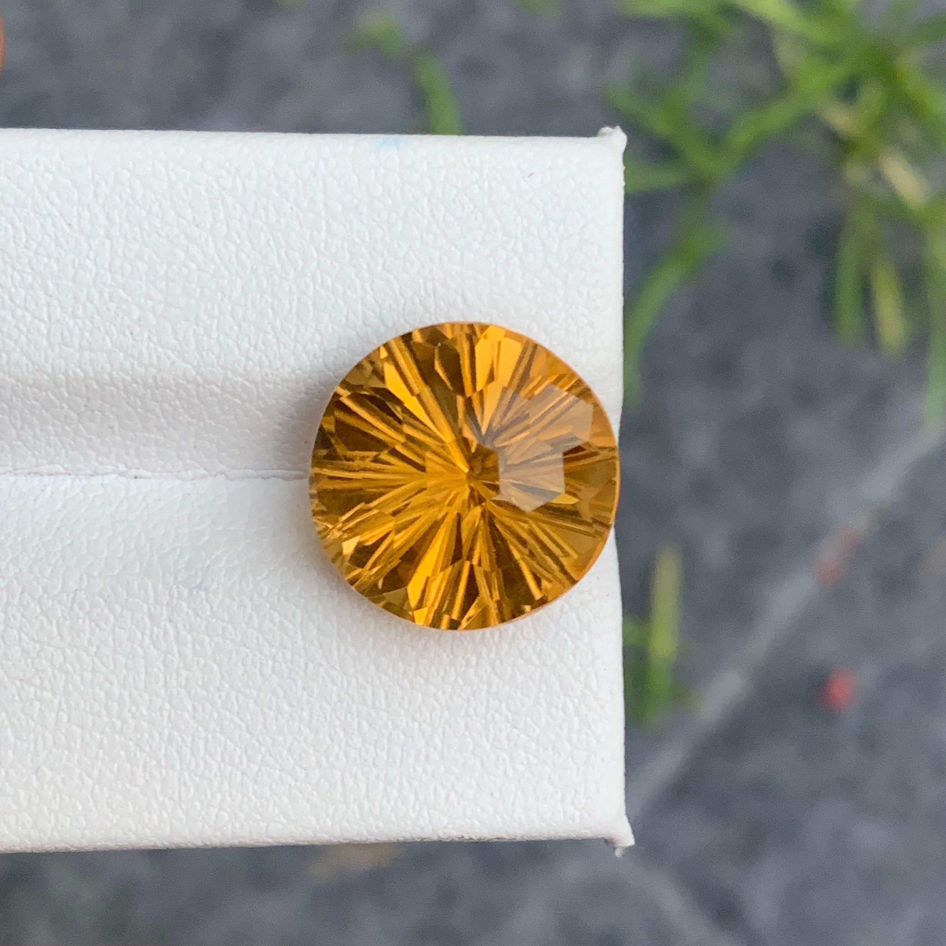10 Carat Natural Loose Yellow Citrine Laser Round Cut from Brazil for Jewelry For Sale 5