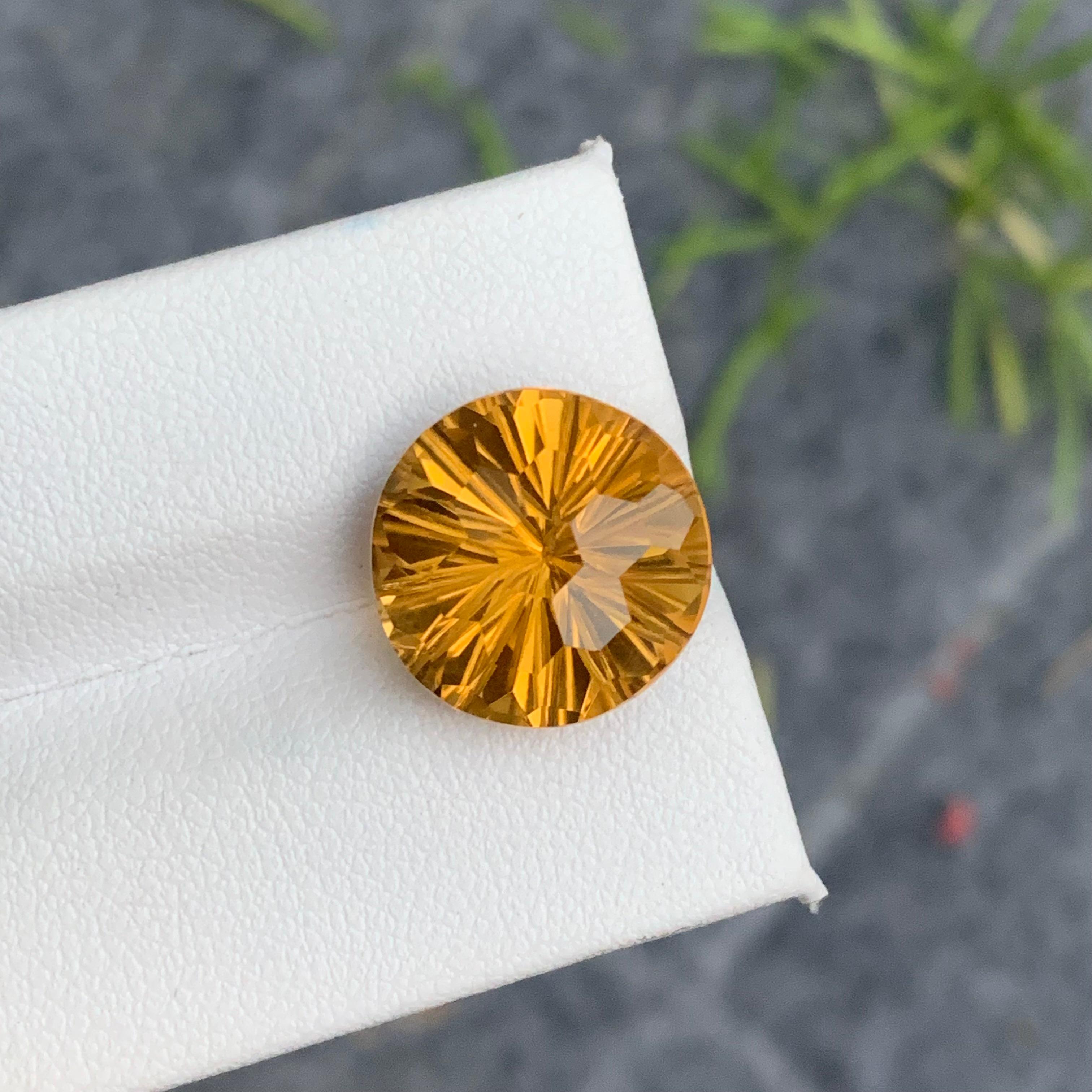 10 Carat Natural Loose Yellow Citrine Laser Round Cut from Brazil for Jewelry For Sale 6