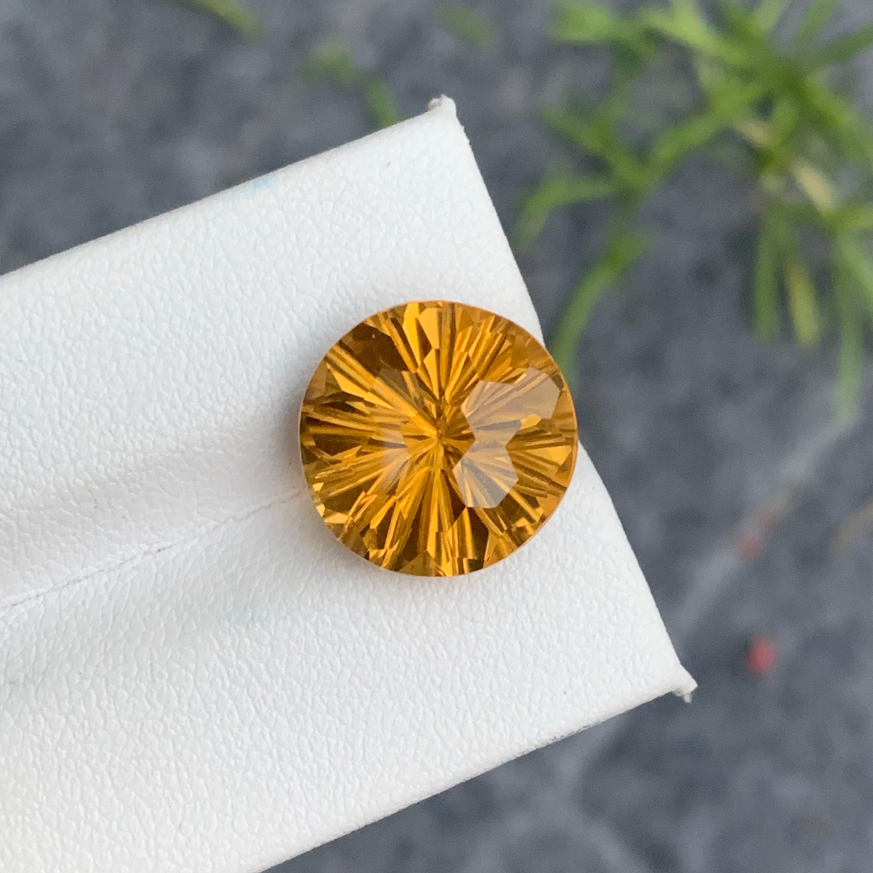 10 Carat Natural Loose Yellow Citrine Laser Round Cut from Brazil for Jewelry For Sale 7