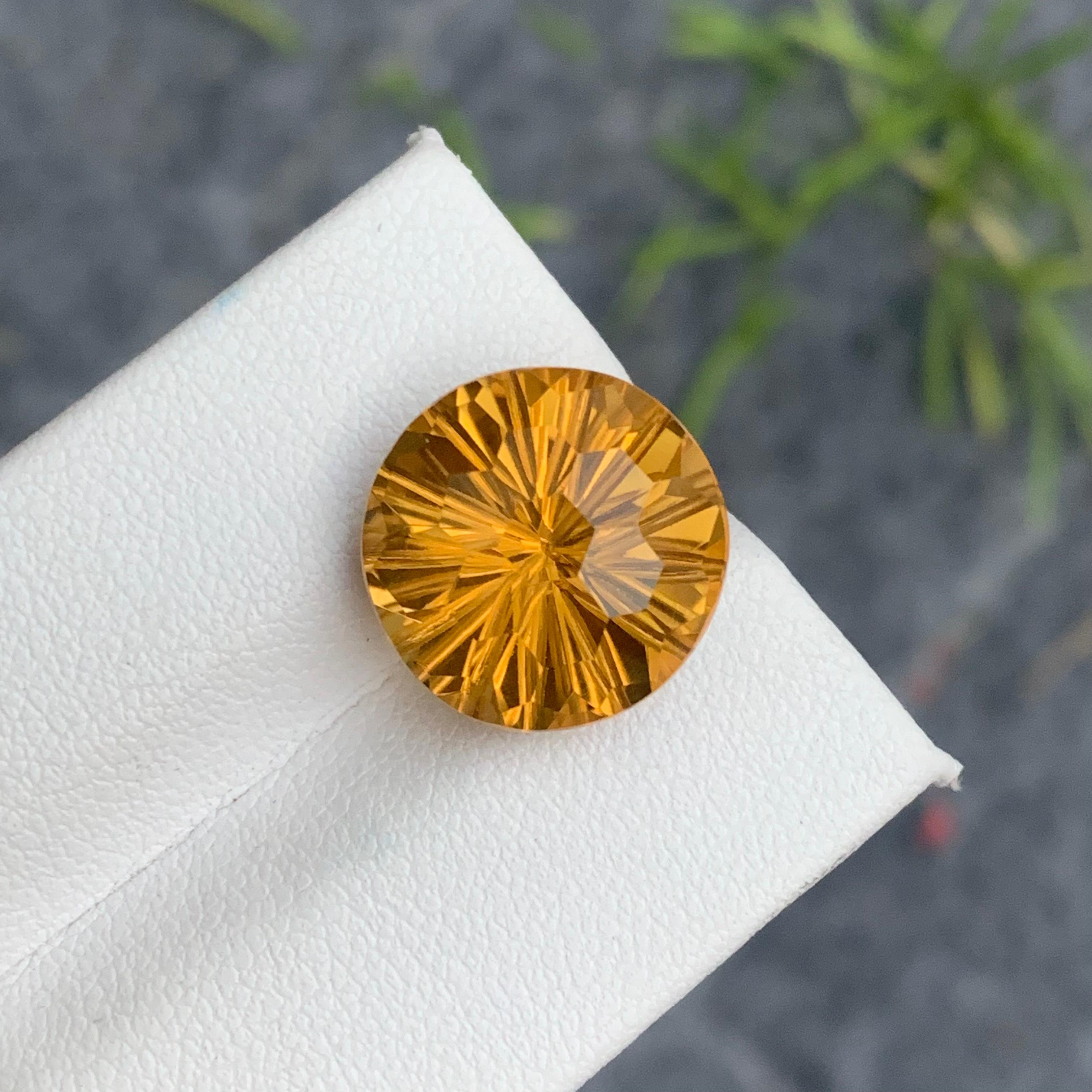 10 Carat Natural Loose Yellow Citrine Laser Round Cut from Brazil for Jewelry For Sale 8
