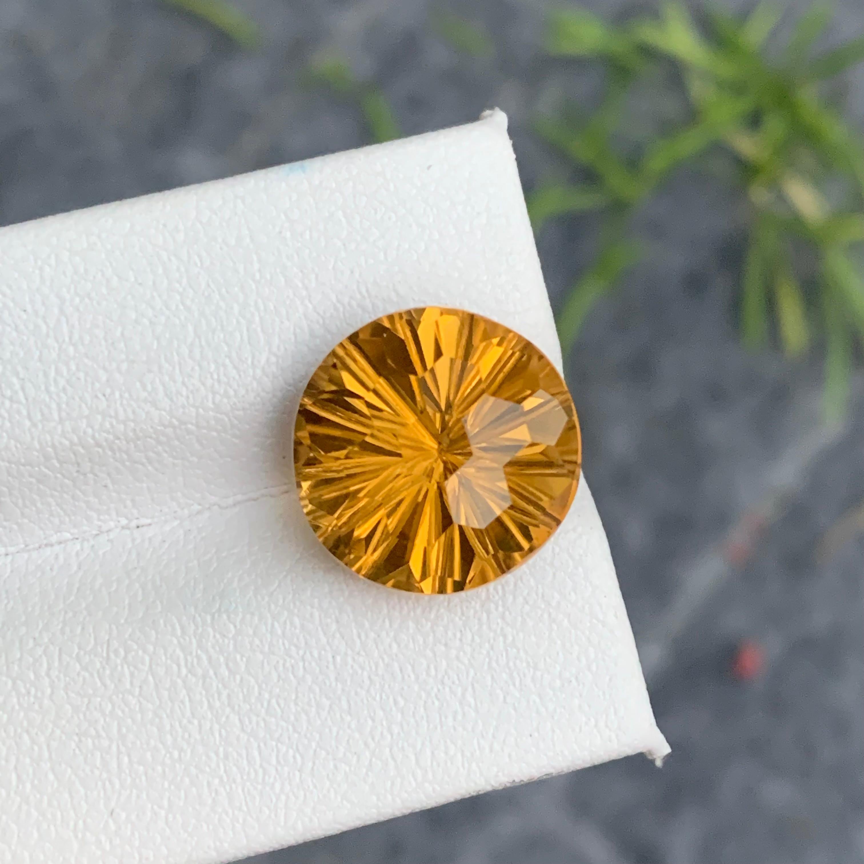 10 Carat Natural Loose Yellow Citrine Laser Round Cut from Brazil for Jewelry For Sale 9