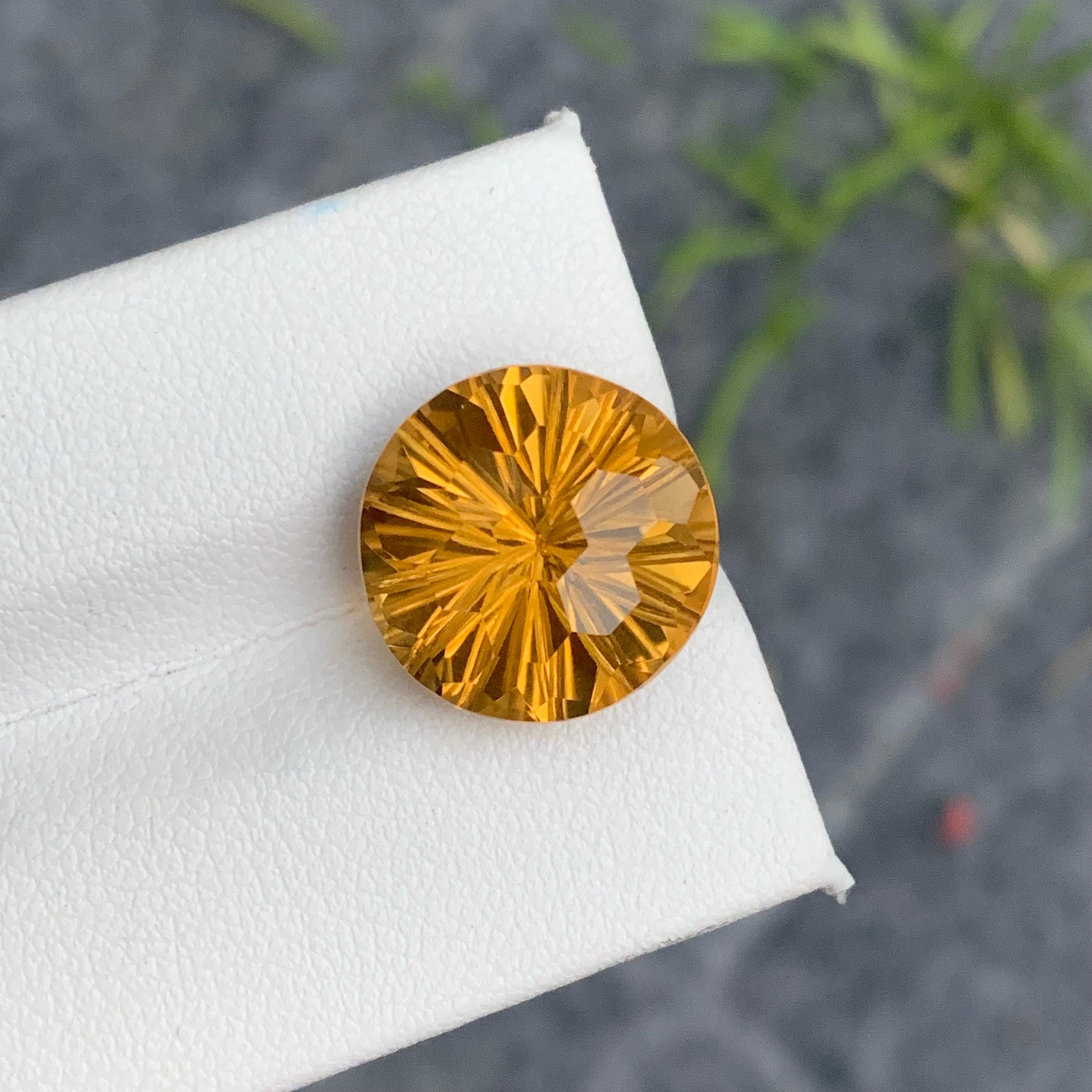 10 Carat Natural Loose Yellow Citrine Laser Round Cut from Brazil for Jewelry For Sale 10