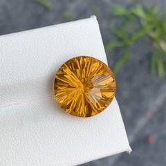 10 Carat Natural Loose Yellow Citrine Laser Round Cut from Brazil for Jewelry
