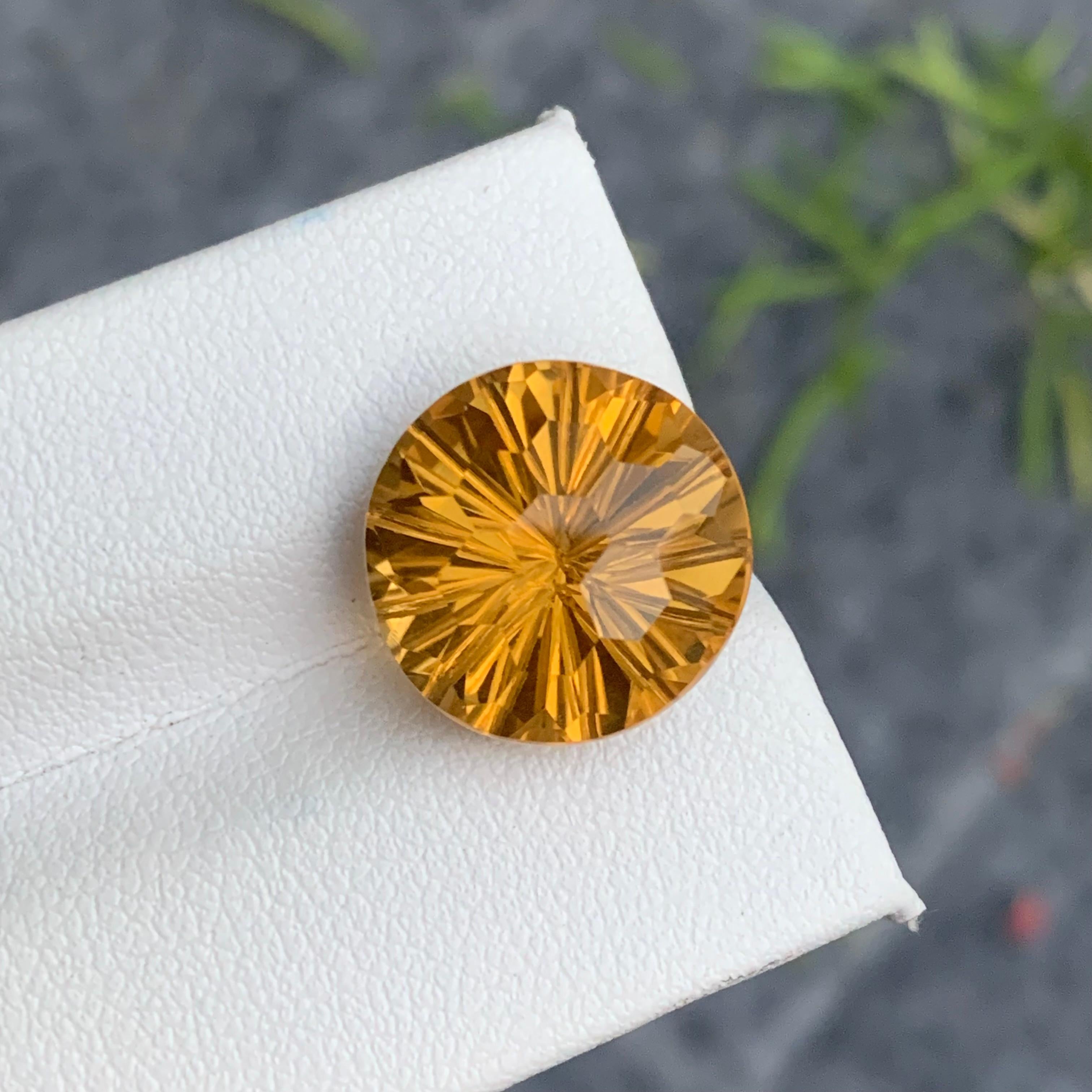 Classical Greek 10 Carat Natural Loose Yellow Citrine Laser Round Cut from Brazil for Jewelry For Sale