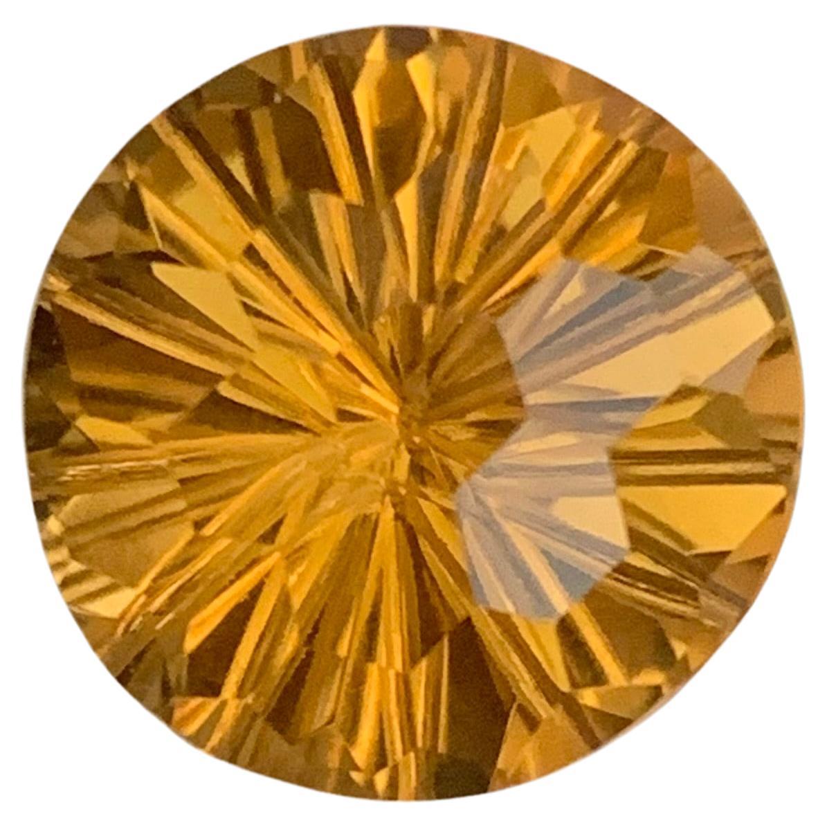 10 Carat Natural Loose Yellow Citrine Laser Round Cut from Brazil for Jewelry For Sale