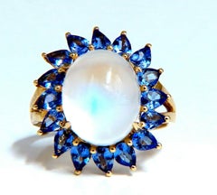 Bague 10 carats pierre de lune naturelle Tanzanite 14kt