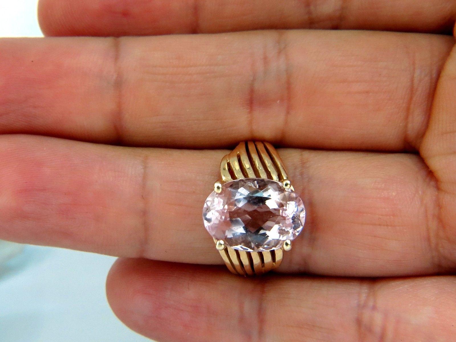 Retro 10 Carat Natural Pink Morganite Solitaire Ring 14 Karat