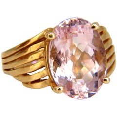 10 Carat Natural Pink Morganite Solitaire Ring 14 Karat