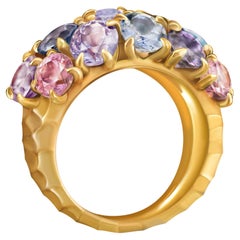 10 Karat natürlicher lila Spinell 14 Karat Gelbgold Cocktail-Ring von D&A