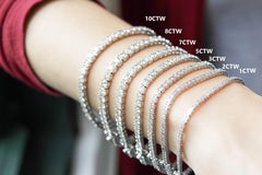 10 Carat Natural Round Diamond 4-Prong Tennis Bracelet in 14k White Gold