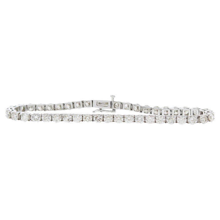 10 Carat Natural Round Diamond 4-Prong Tennis Bracelet in 14k White Gold For  Sale at 1stDibs | 3ctw tennis bracelet, 10 carat tennis bracelet on wrist,  4 carat diamond bracelet