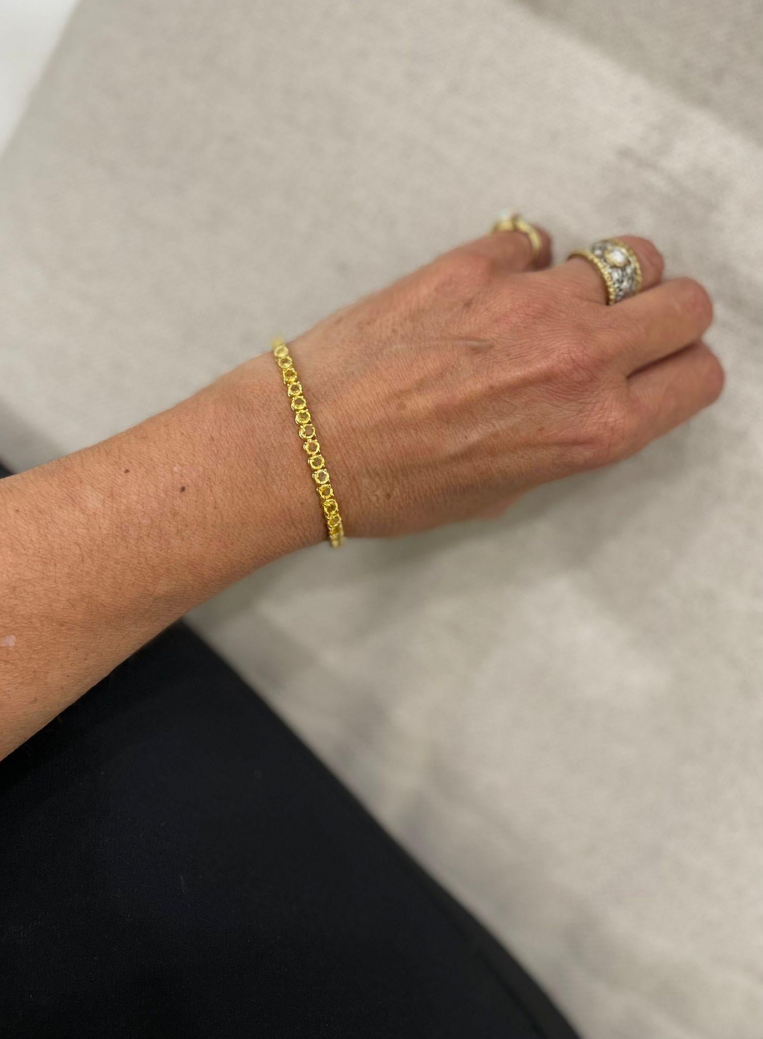 Bracciale tennis in oro con zaffiro giallo naturale da 9 carati 6