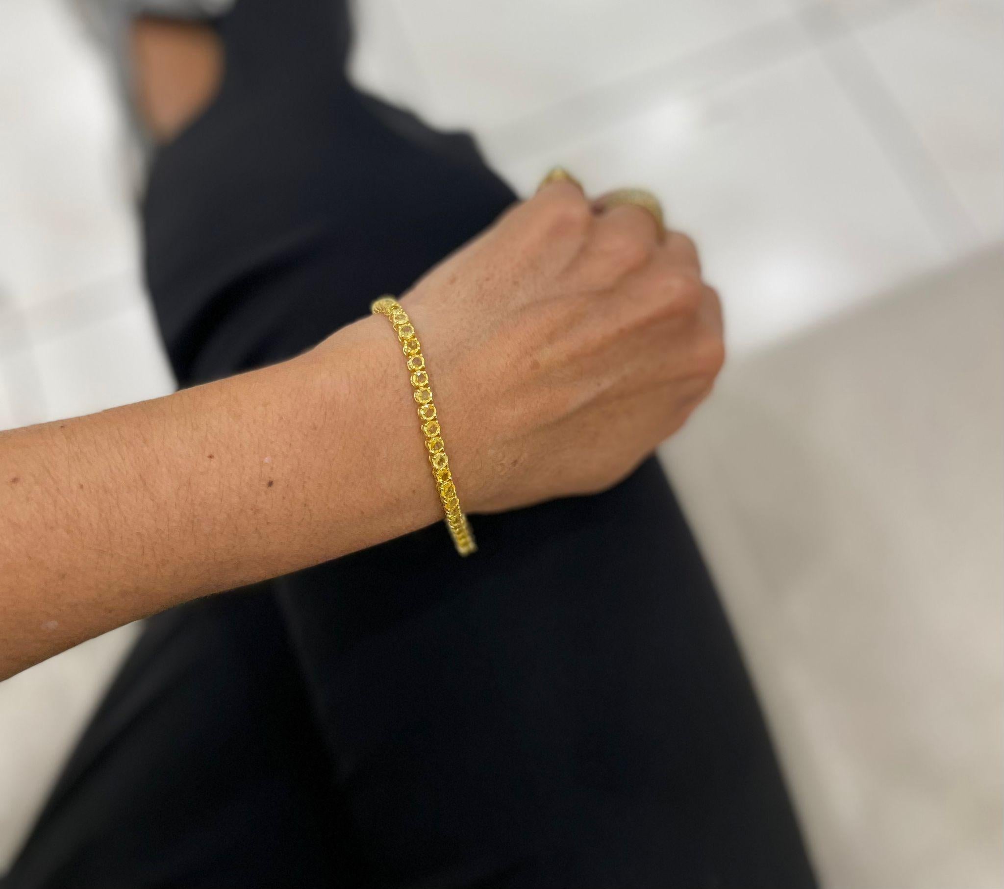 Bracciale tennis in oro con zaffiro giallo naturale da 9 carati 7
