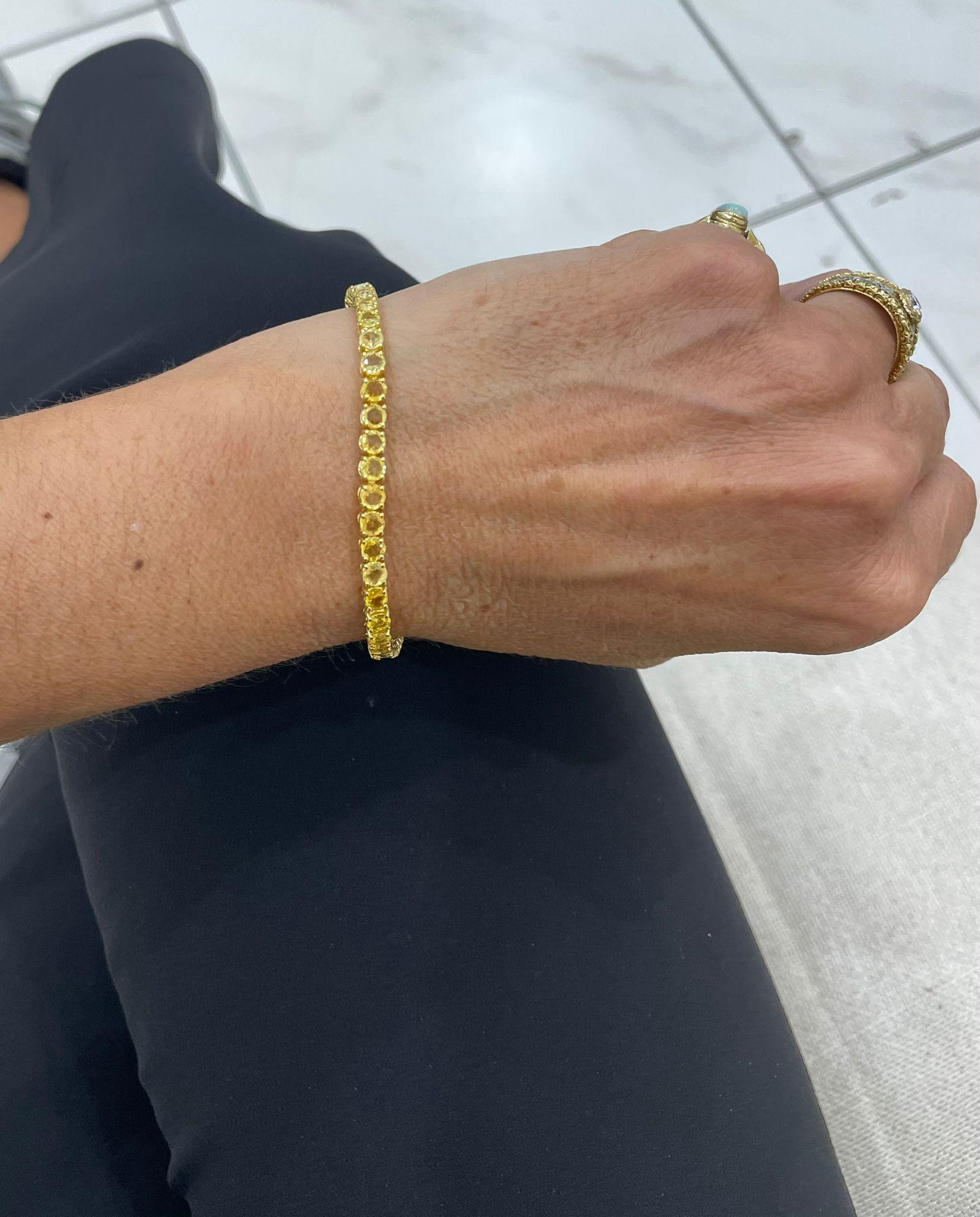 Bracciale tennis in oro con zaffiro giallo naturale da 9 carati 8