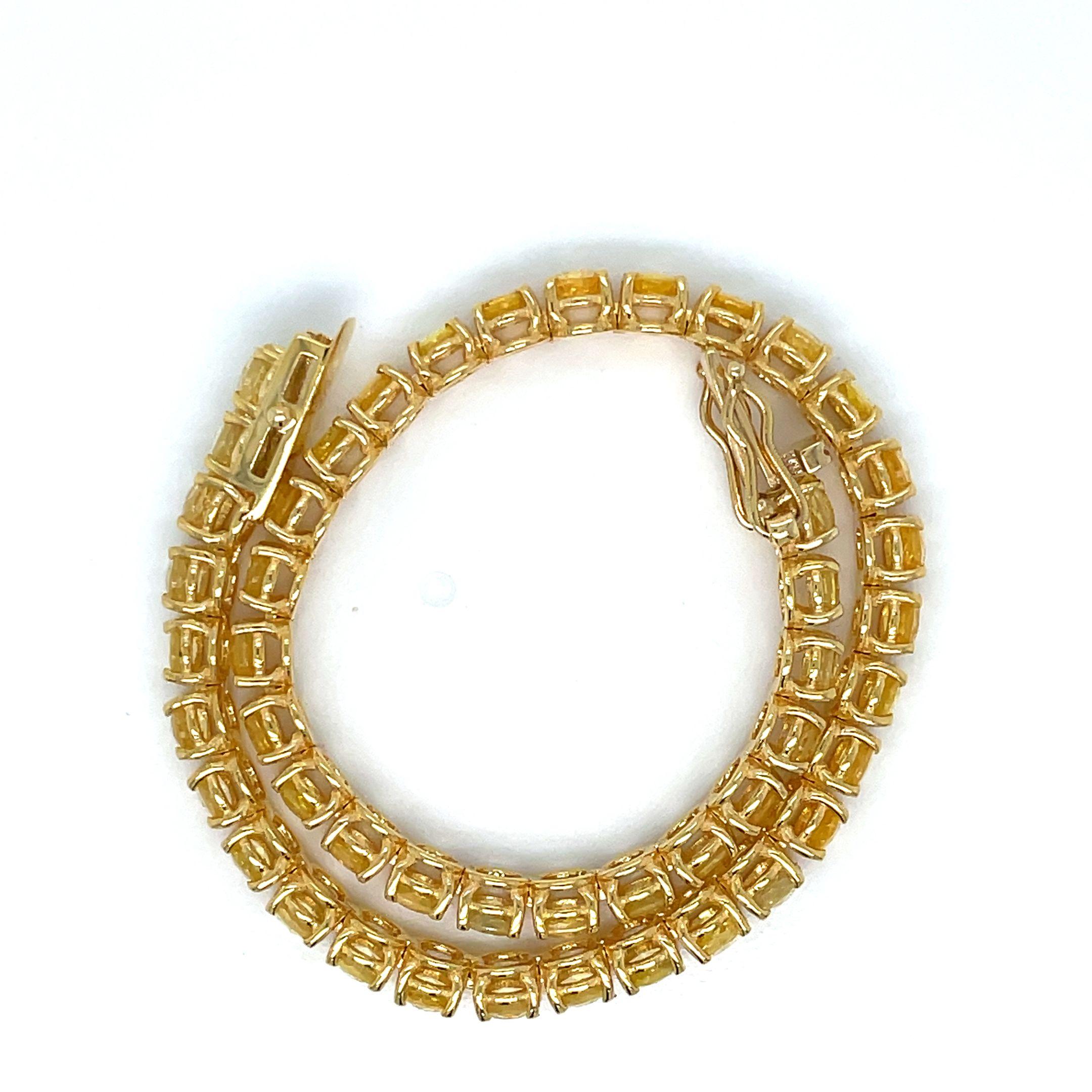 10 Karat natürlicher gelber Saphir Gold-Tennisarmband im Zustand „Neu“ im Angebot in Napoli, Italy