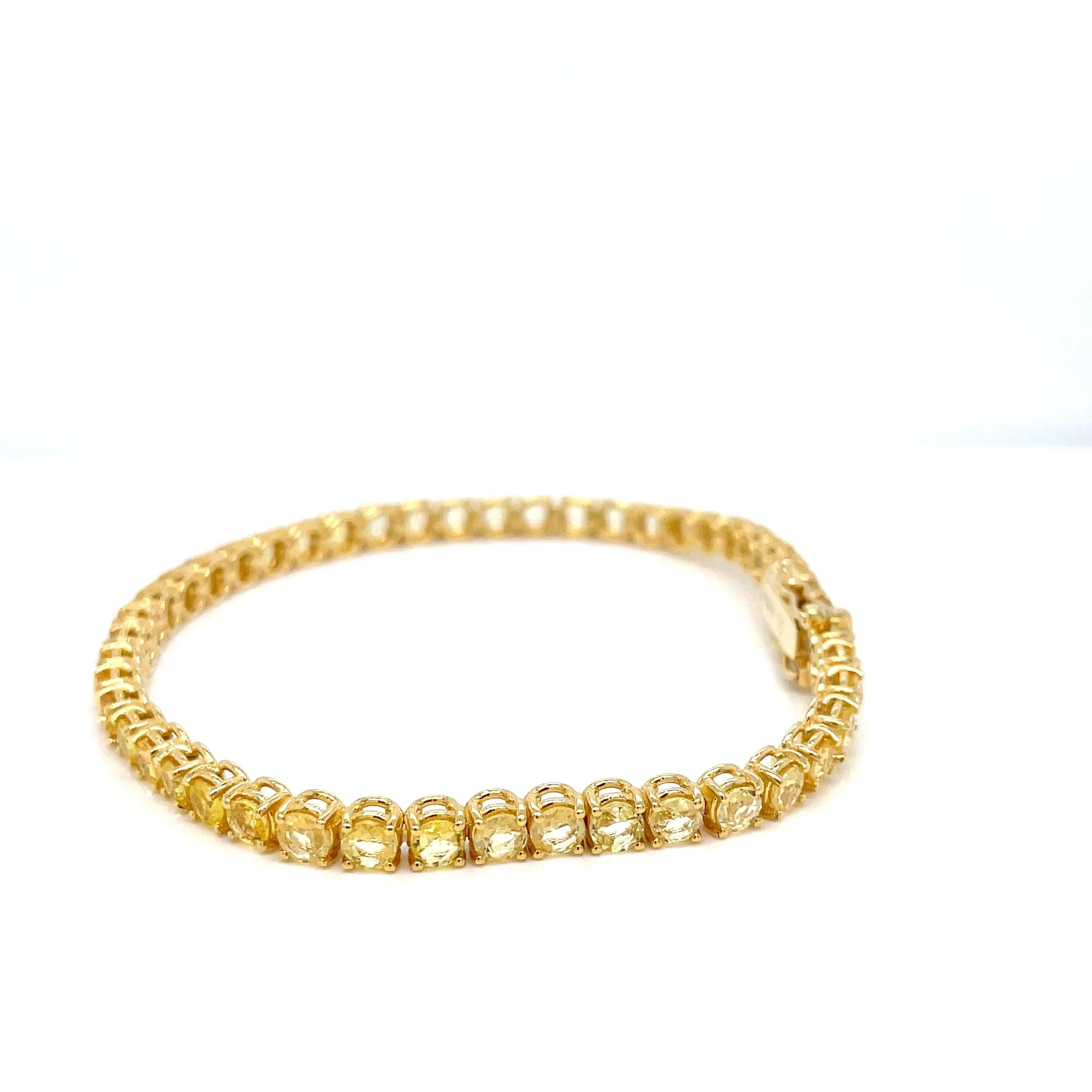 Bracciale tennis in oro con zaffiro giallo naturale da 9 carati 2
