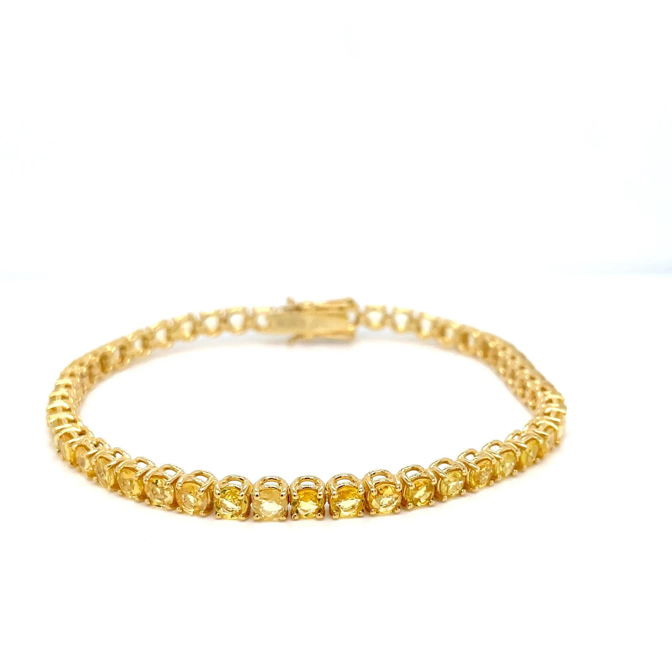Bracciale tennis in oro con zaffiro giallo naturale da 9 carati 3