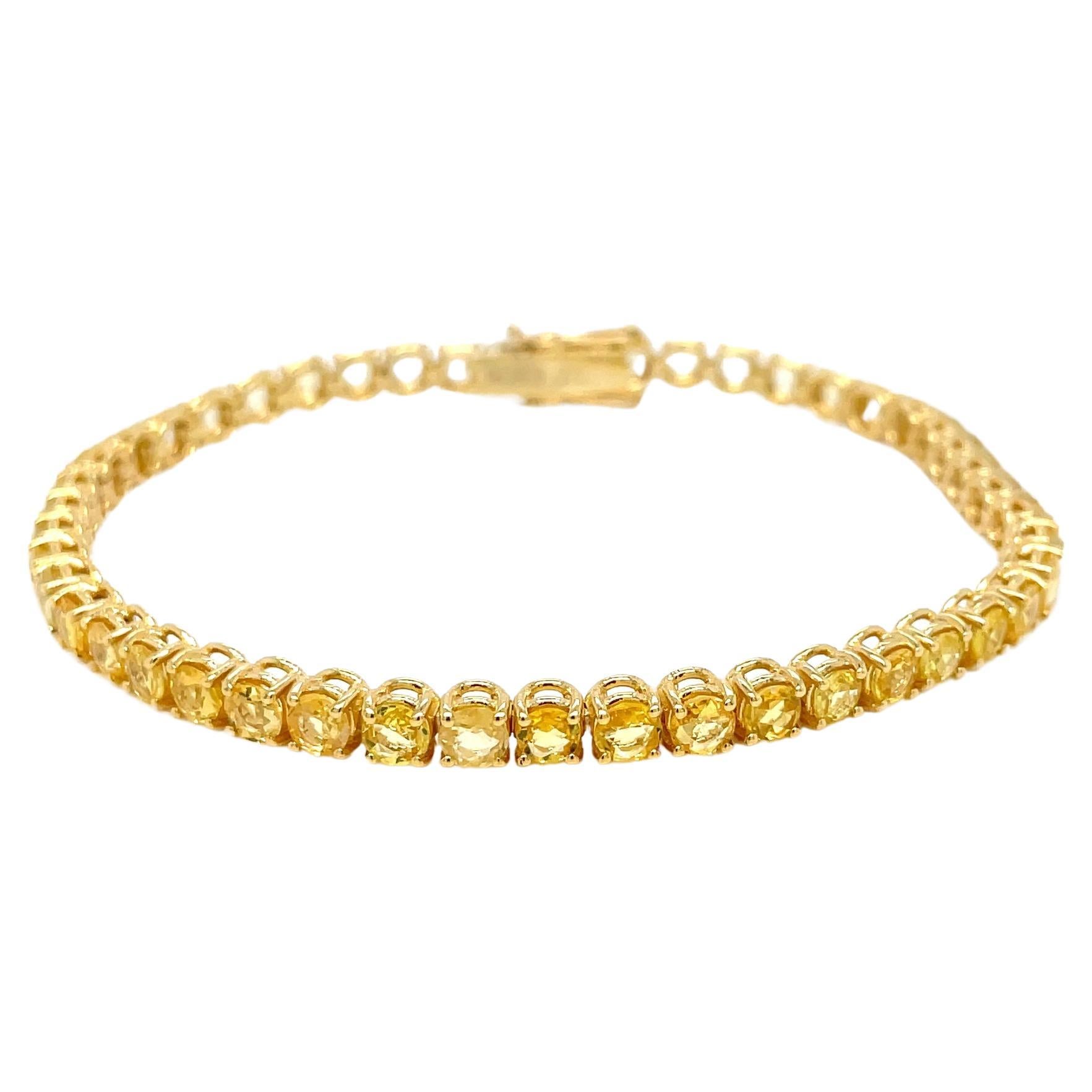 Bracelet tennis en or et saphir jaune naturel de 10 carats