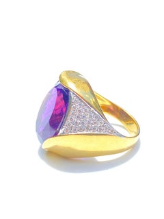 10 Carat Oval-Cut Amethyst and Diamond 18K Yellow Gold "Magie" Italian Ring