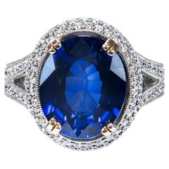10 Carat Oval Cut Blue Sapphire Ring Certified